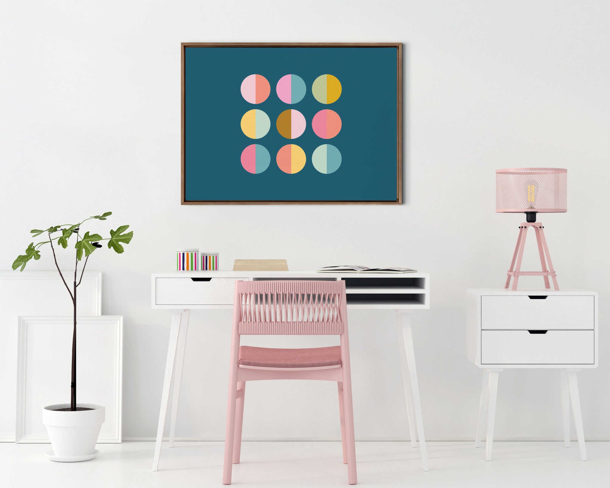Sylvie Circles In Blue Framed Canvas by kateandlaurel - product image 7 for Resin Society