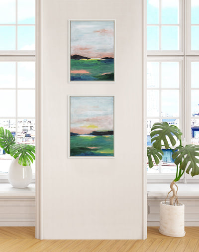 Sylvie Golden Peach Coast l and II Framed Canvas Art Set by Nikita Jariwala