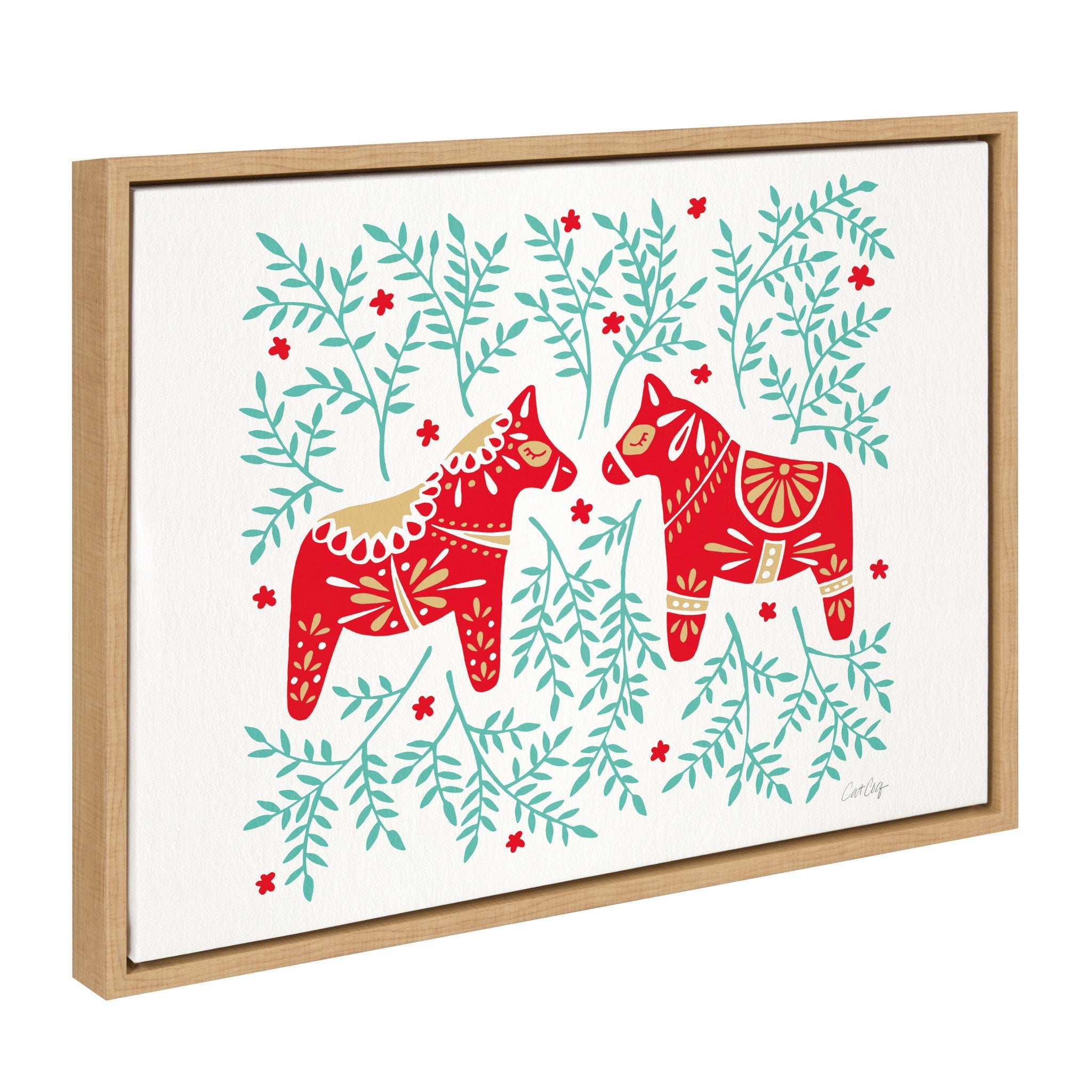 Sylvie Swedish Dala Horses Framed Canvas by kateandlaurel - main product image for Resin Society