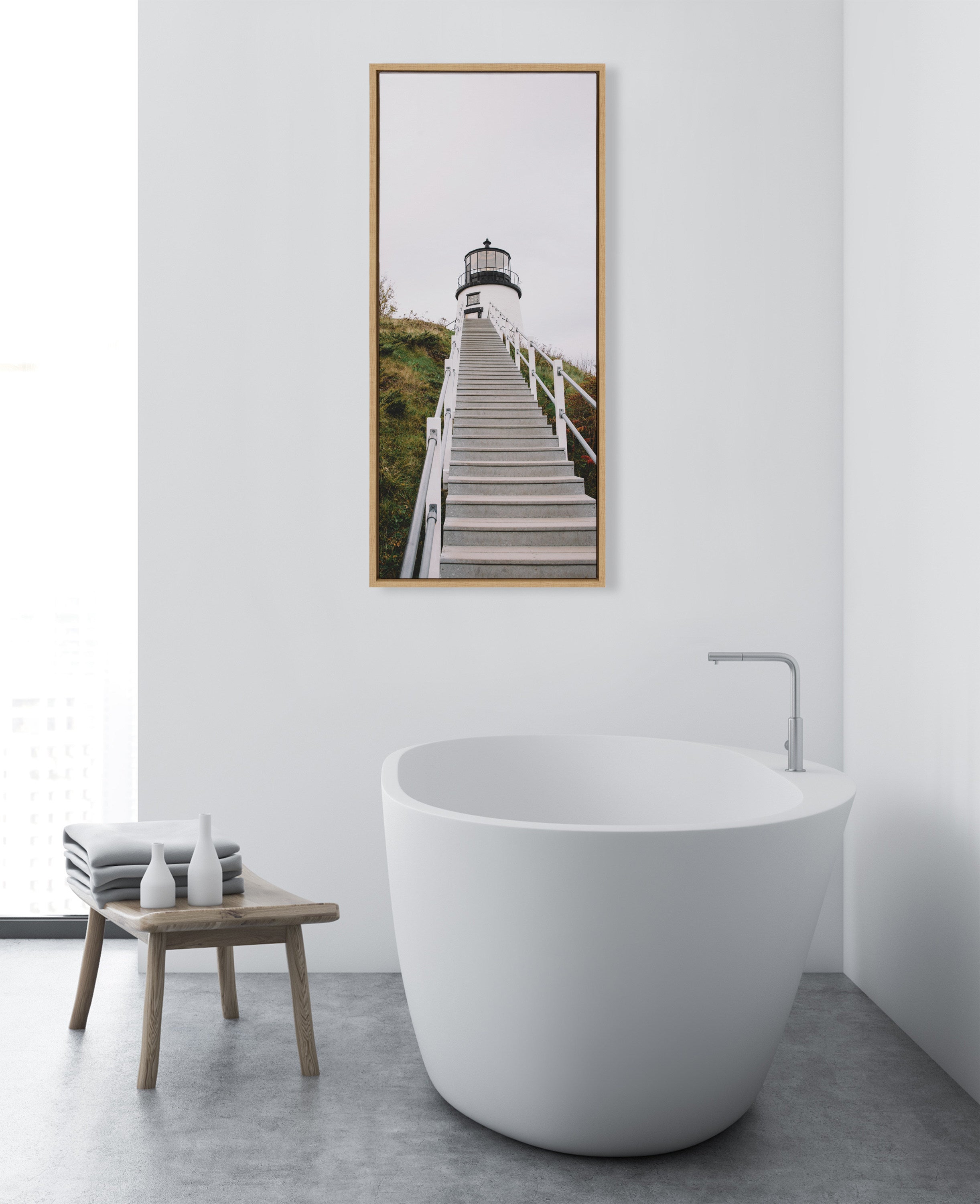 Sylvie Maine Lighthouse Framed Canvas by kateandlaurel - product image 5 for Resin Society