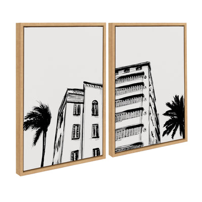 Sylvie Miami Beach Architecture Retro Art Deco Framed Canvas Art Set