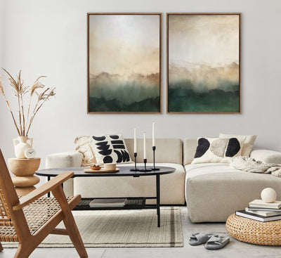 Sylvie Green Mountain Abstract II Framed Canvas by Amy Lighthall