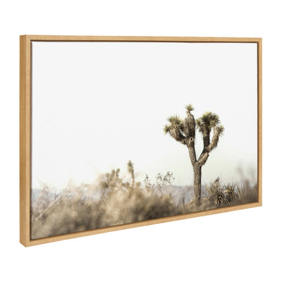 Sylvie Joshua Tree Landscape framed canvas art piece showing a natural tone Joshua Tree scene