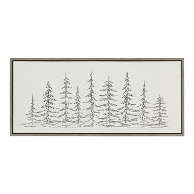 Sylvie Minimalist Evergreen Trees Sketch Framed Canvas