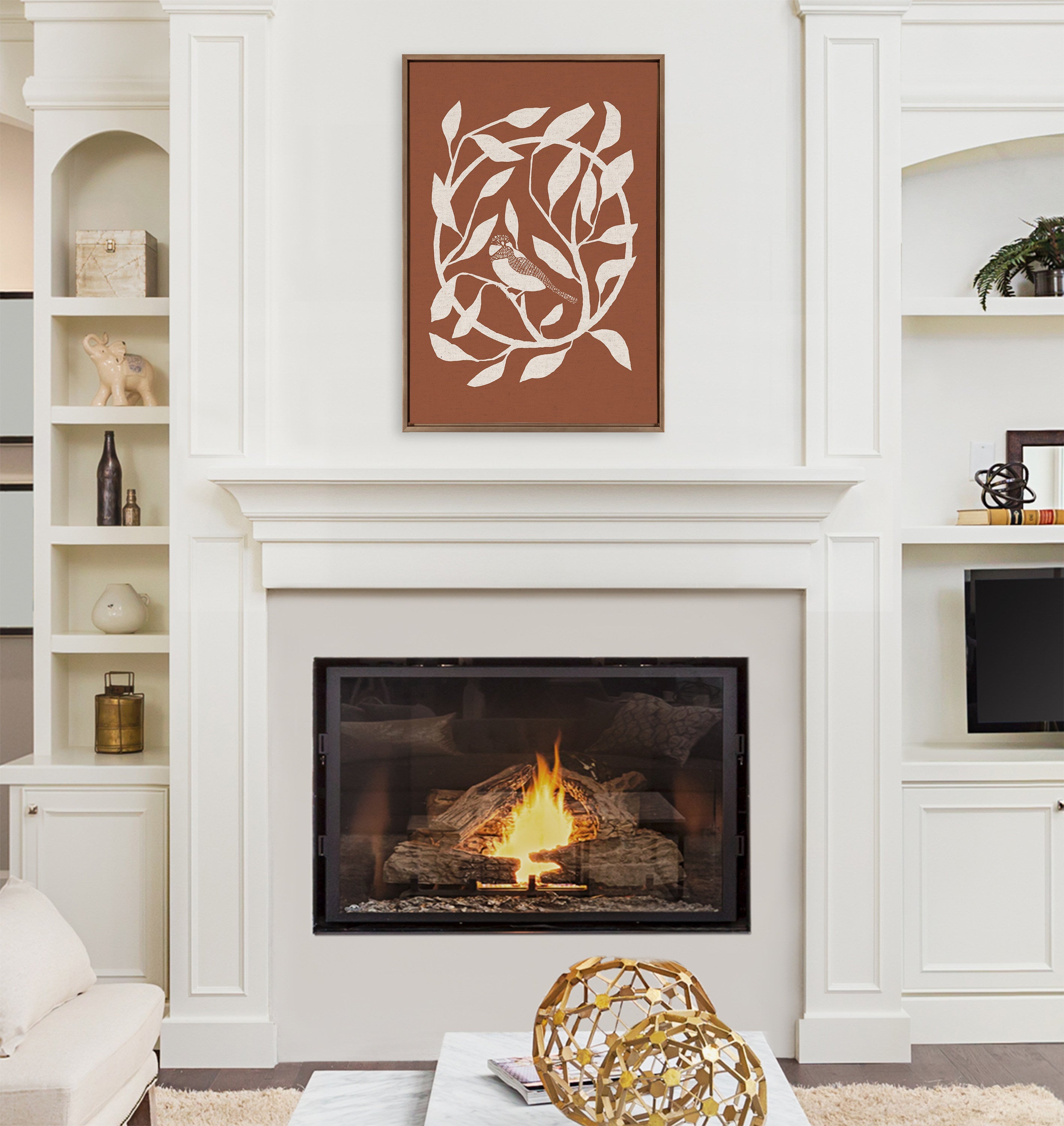 Sylvie HB Bird Branch Wreath Framed Canvas by Hannah Beisang