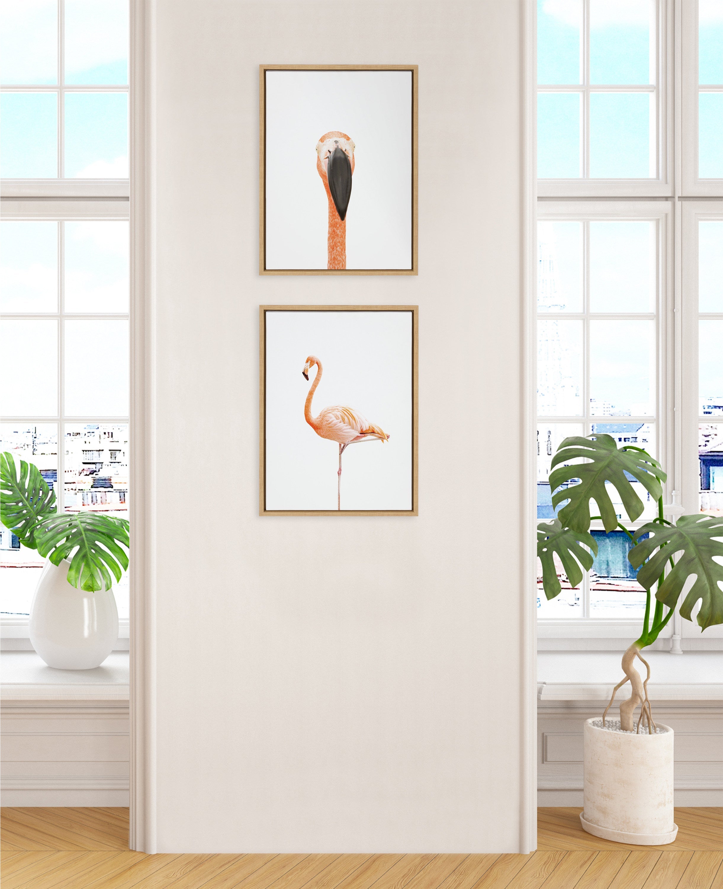 Sylvie Flamingo Portrait Framed Canvas by Amy Peterson Art Studio