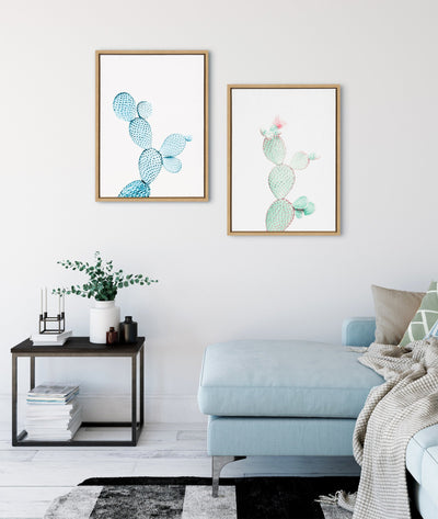 Sylvie Blue Cactus Framed Canvas by Simon Te Tai by kateandlaurel - product image 7 for Resin Society