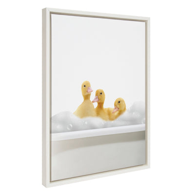 Sylvie Bathroom Bubble Bath 3 Ducks Framed Canvas by The Creative Bunch Studio