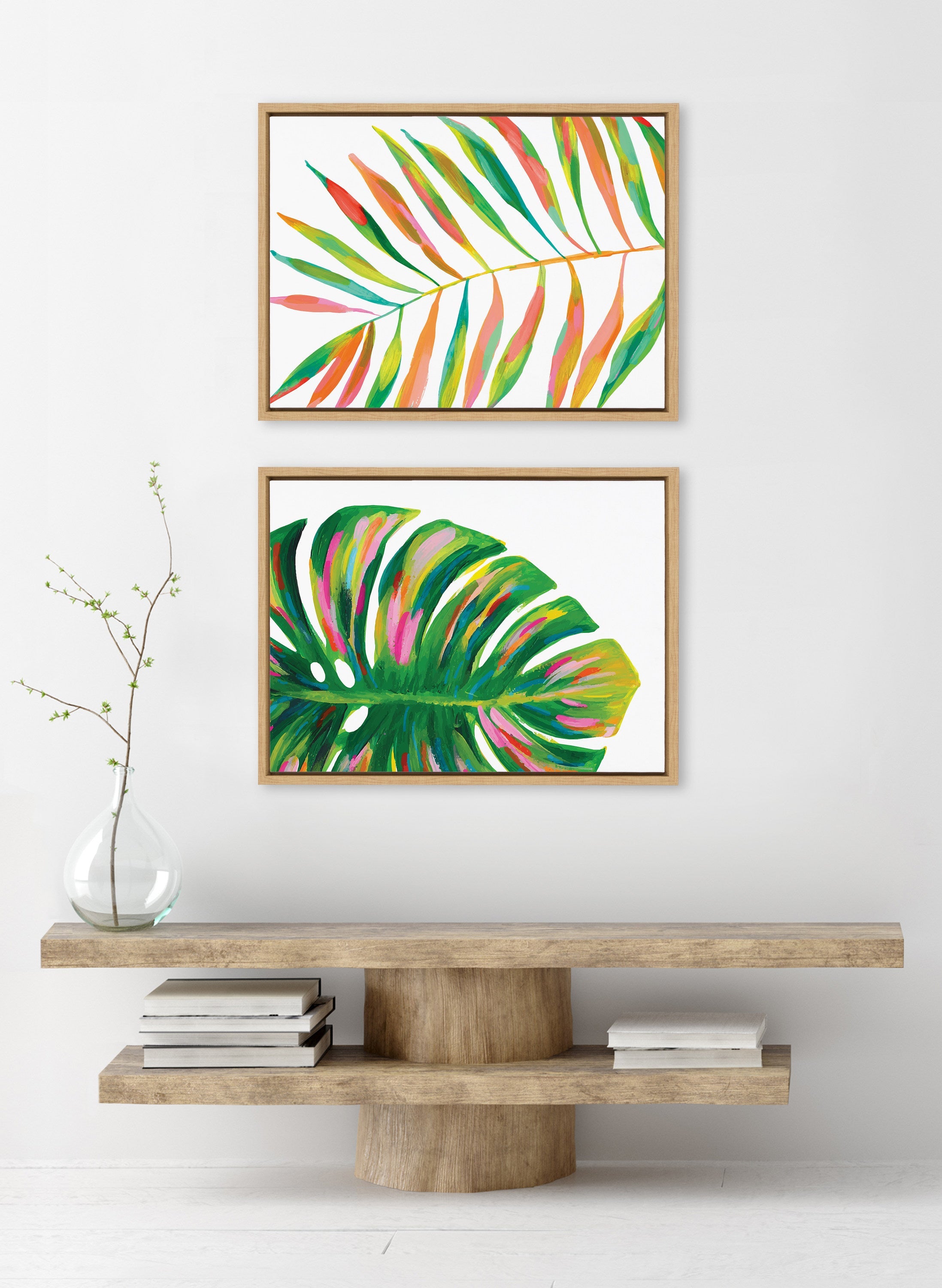 Sylvie EV Monstera and EV Palma No 2 Framed Canvas Art Set by Jessi Raulet of Ettavee
