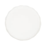 Round white decorative tray with softly undulating edges and a smooth, matte finish, viewed from above against a white background.