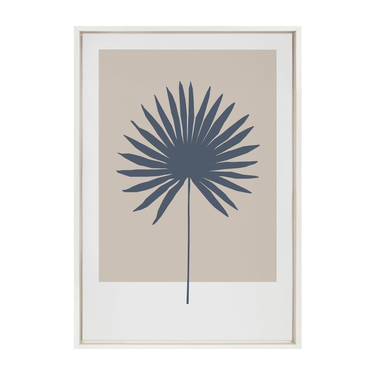 Sylvie Muted Tan and Blue Colorblock Botanical Palm Framed Canvas by kateandlaurel - product image 2 for Resin Society