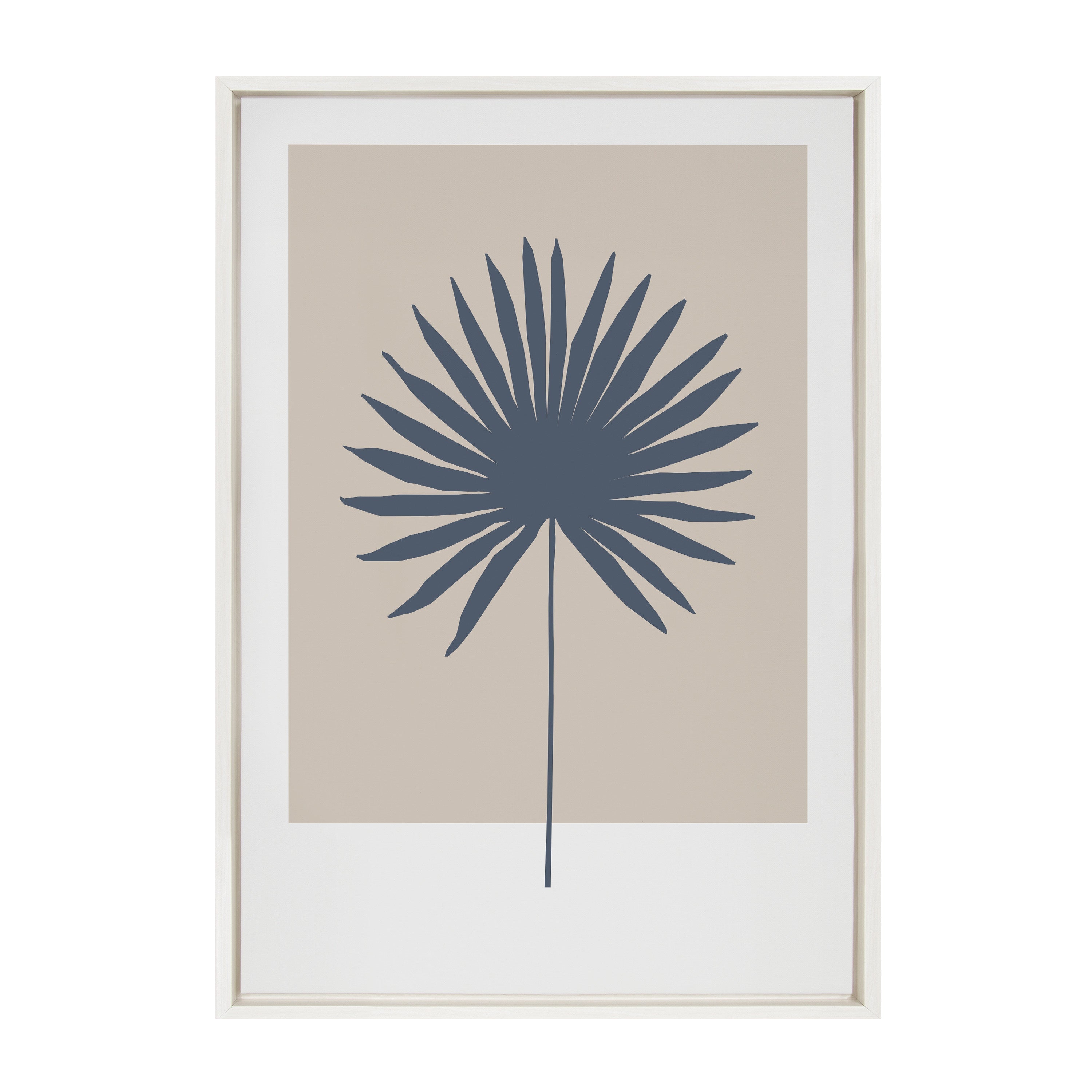 Sylvie Muted Tan and Blue Colorblock Botanical Palm Framed Canvas by kateandlaurel - product image 2 for Resin Society