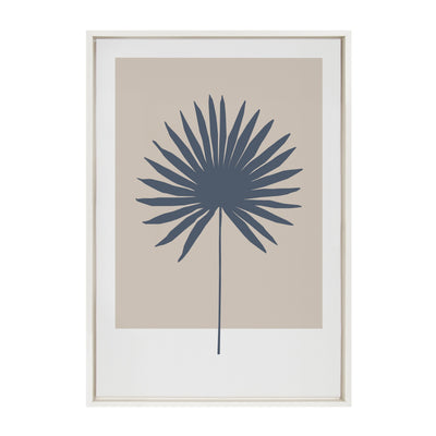Sylvie Muted Tan and Blue Colorblock Botanical Palm Framed Canvas by kateandlaurel - product image 2 for Resin Society