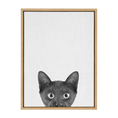 Sylvie Black Kitten Framed Canvas by Simon Te of Tai Prints
