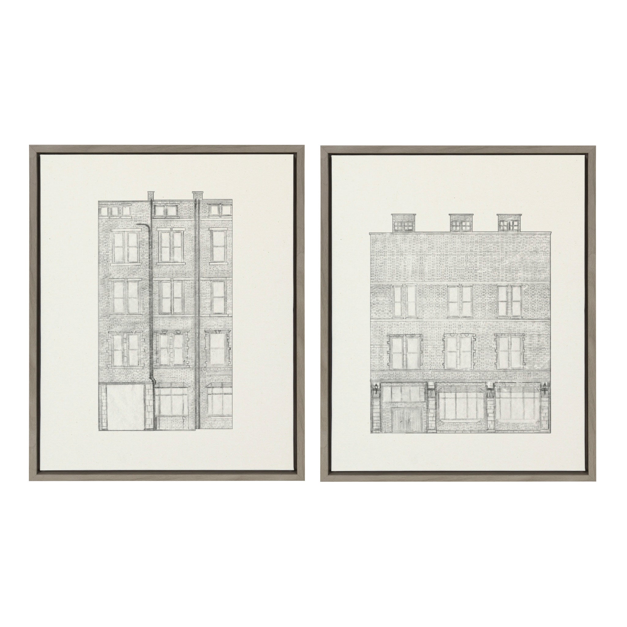 Sylvie Brick Building Façade 1 and Brick Building Façade 4 Framed by kateandlaurel - main product image for Resin Society