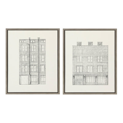 Sylvie Brick Building Façade 1 and Brick Building Façade 4 Framed by kateandlaurel - main product image for Resin Society