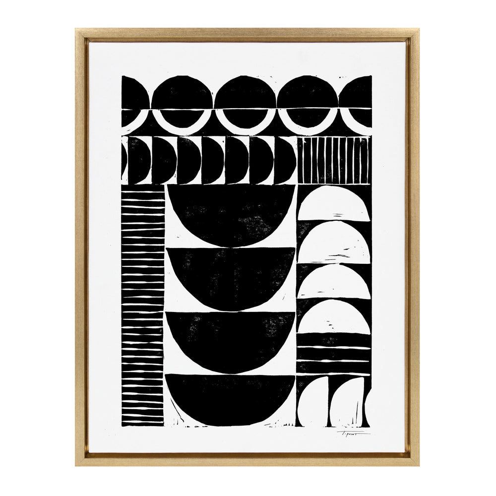 Sylvie Modern Circular Block Print Framed Canvas by kateandlaurel - main product image for Resin Society