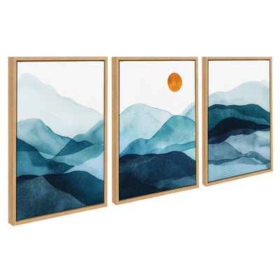 Sylvie Blue Mountain Range Framed Canvas Set by kateandlaurel - product image 14 for Resin Society