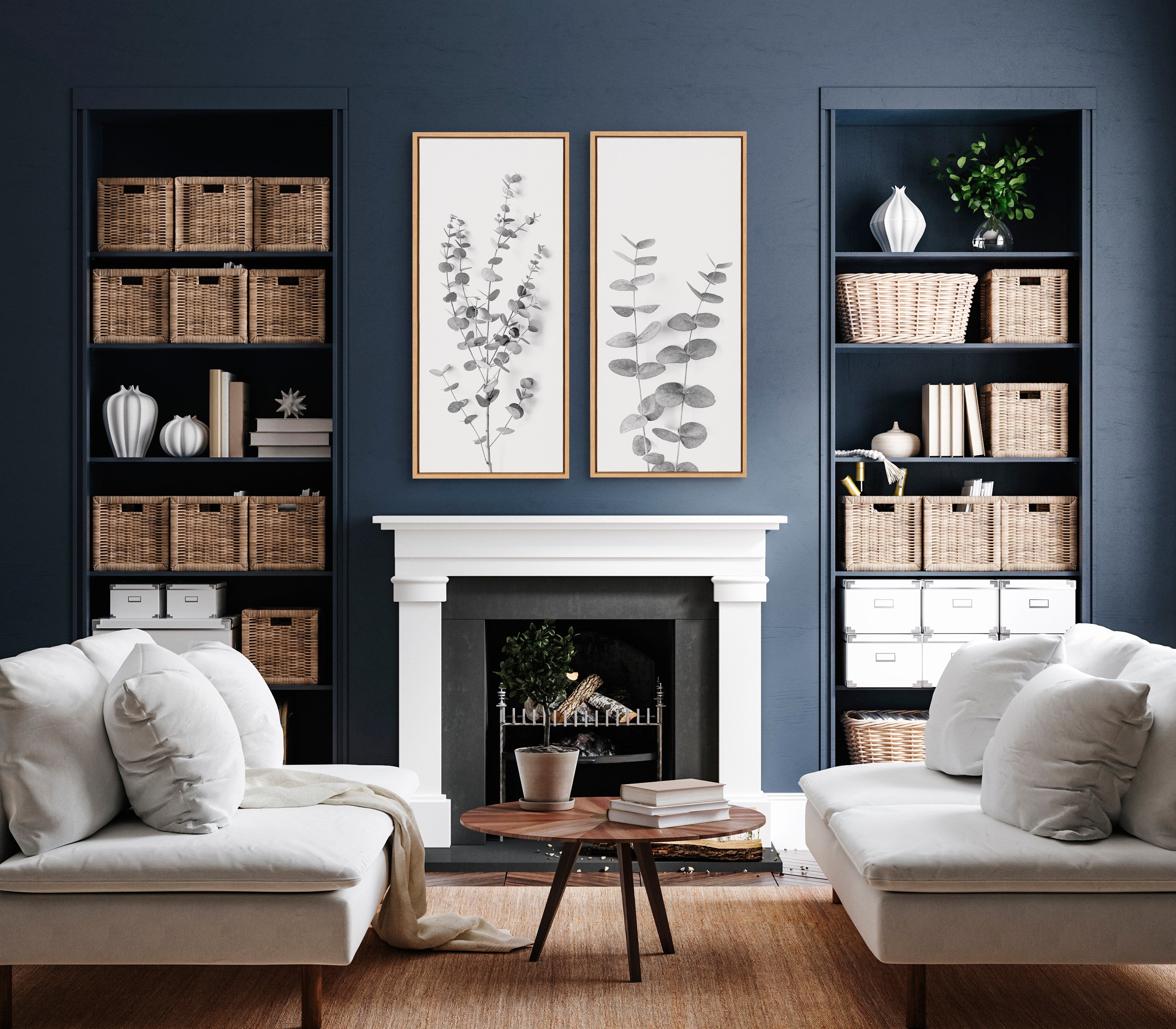 Sylvie Eucalyptus Botanical II Gray and Soft White Framed Canvas by The by kateandlaurel - product image 17 for Resin Society