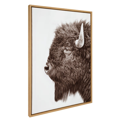 Sylvie Bison Profile framed canvas art by Amy Peterson depicting a bison in profile with earthy natural tones.