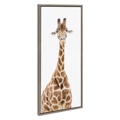 Sylvie Standing Giraffe framed canvas art showing a giraffe against a muted textured background with a simple modern frame