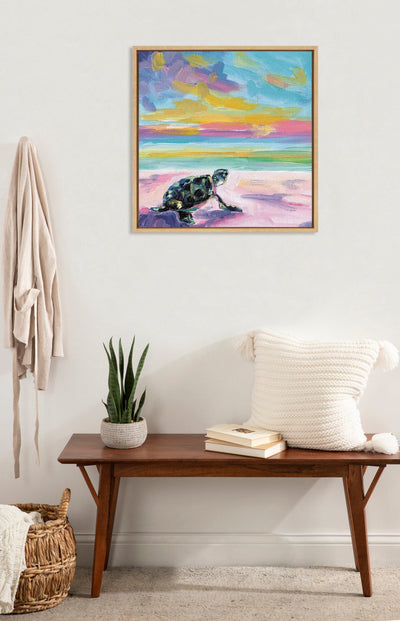 Sylvie Sunset Sea Turtle Framed Canvas by Rachel Christopoulos by kateandlaurel - product image 5 for Resin Society