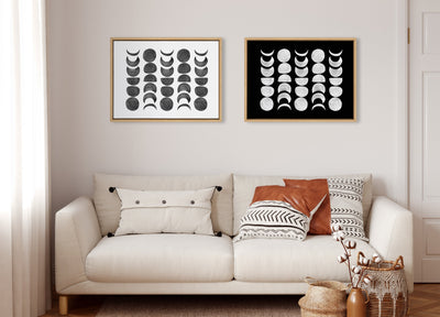 Sylvie 901 Moon Phases White on Black Framed Canvas by kateandlaurel - product image 5 for Resin Society