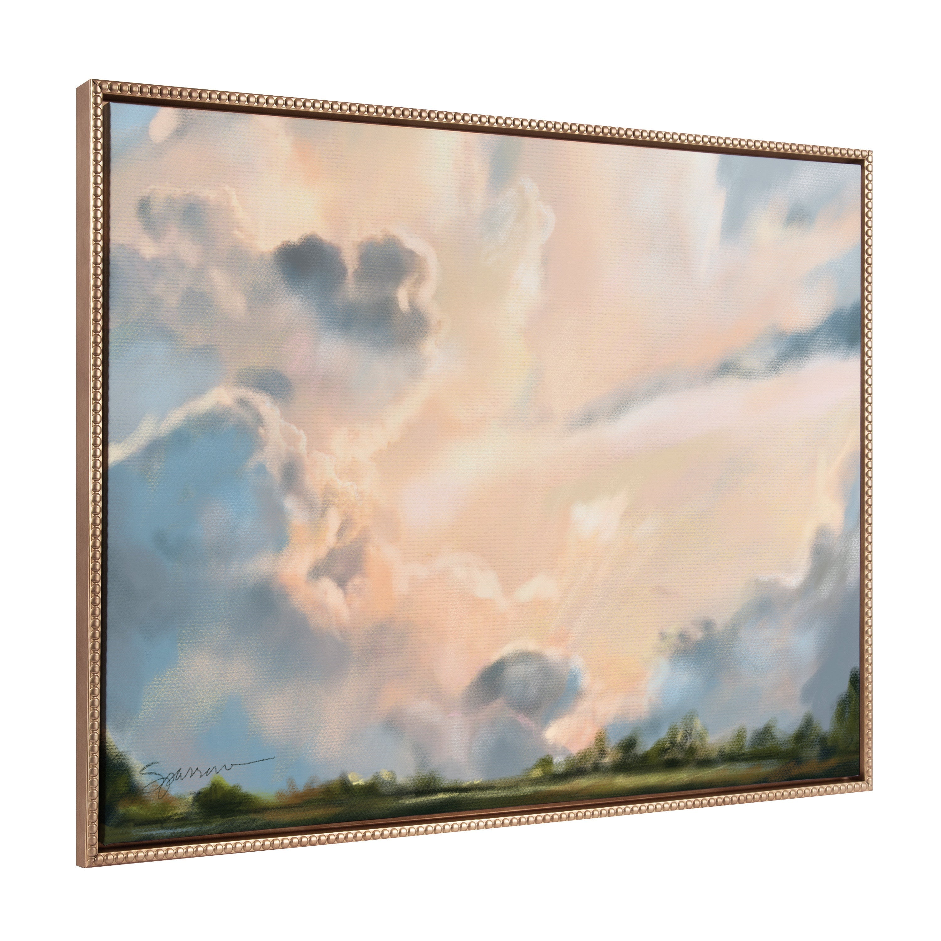 Sylvie Beaded Clouds Framed Canvas by Mary Sparrow