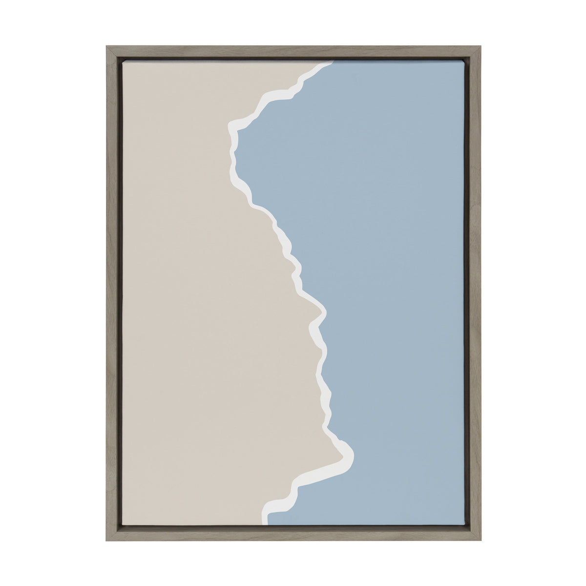 Sylvie Muted Abstract Landscape Beige and Blue Framed Canvas by kateandlaurel - product image 2 for Resin Society