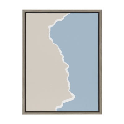 Sylvie Muted Abstract Landscape Beige and Blue Framed Canvas by kateandlaurel - product image 2 for Resin Society