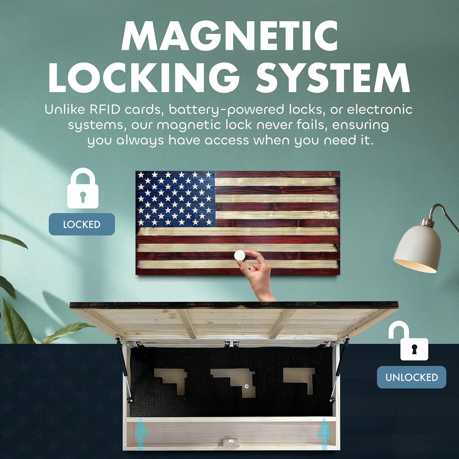Large American Flag Gun Safe by Bellewood Designs - product image 4 for Resin Society