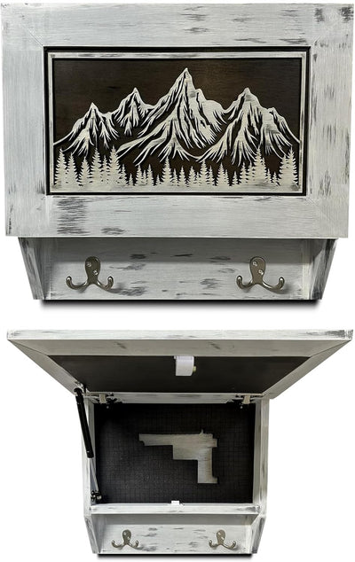 Hidden Gun Safe Coat Rack Snow Mountain Wall Decoration Concealed Shelf by Bellewood Designs - main product image for Resin Society
