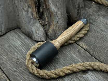 Handcrafted mallet with nylon head and ash wood handle by Sharky Forged Steel Tools