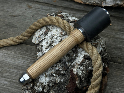 Handcrafted mallet with nylon head and ash wood handle by Sharky Forged Steel Tools