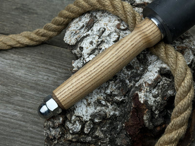 Handcrafted mallet with nylon head and ash wood handle by Sharky Forged Steel Tools