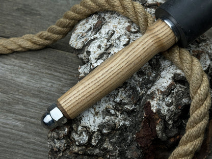 Handcrafted mallet with nylon head and ash wood handle by Sharky Forged Steel Tools
