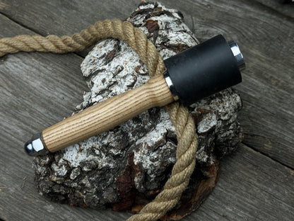 Handcrafted mallet with nylon head and ash wood handle by Sharky Forged Steel Tools