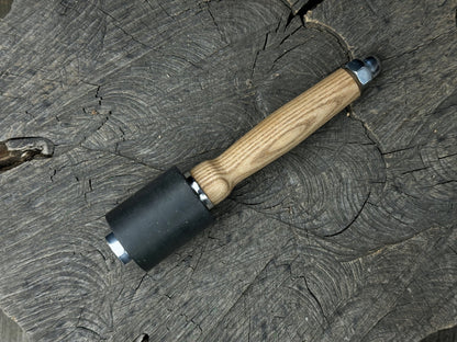 Handcrafted mallet with nylon head and ash wood handle by Sharky Forged Steel Tools
