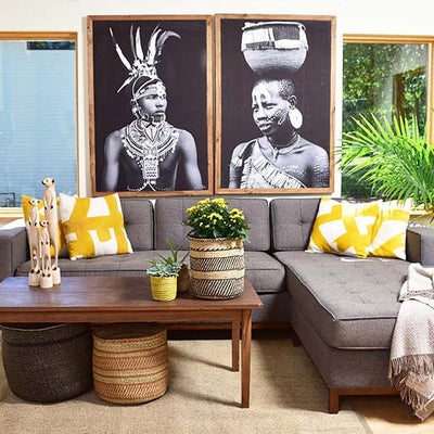 Kenyan Man with Feather Headdress - Fine Art Canvas Print by David by Mbare Ltd - product image 2 for Resin Society