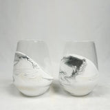 Set of 2 resin coated entertaining glasses with colorful resin swirls by Lynn & Liana Designs