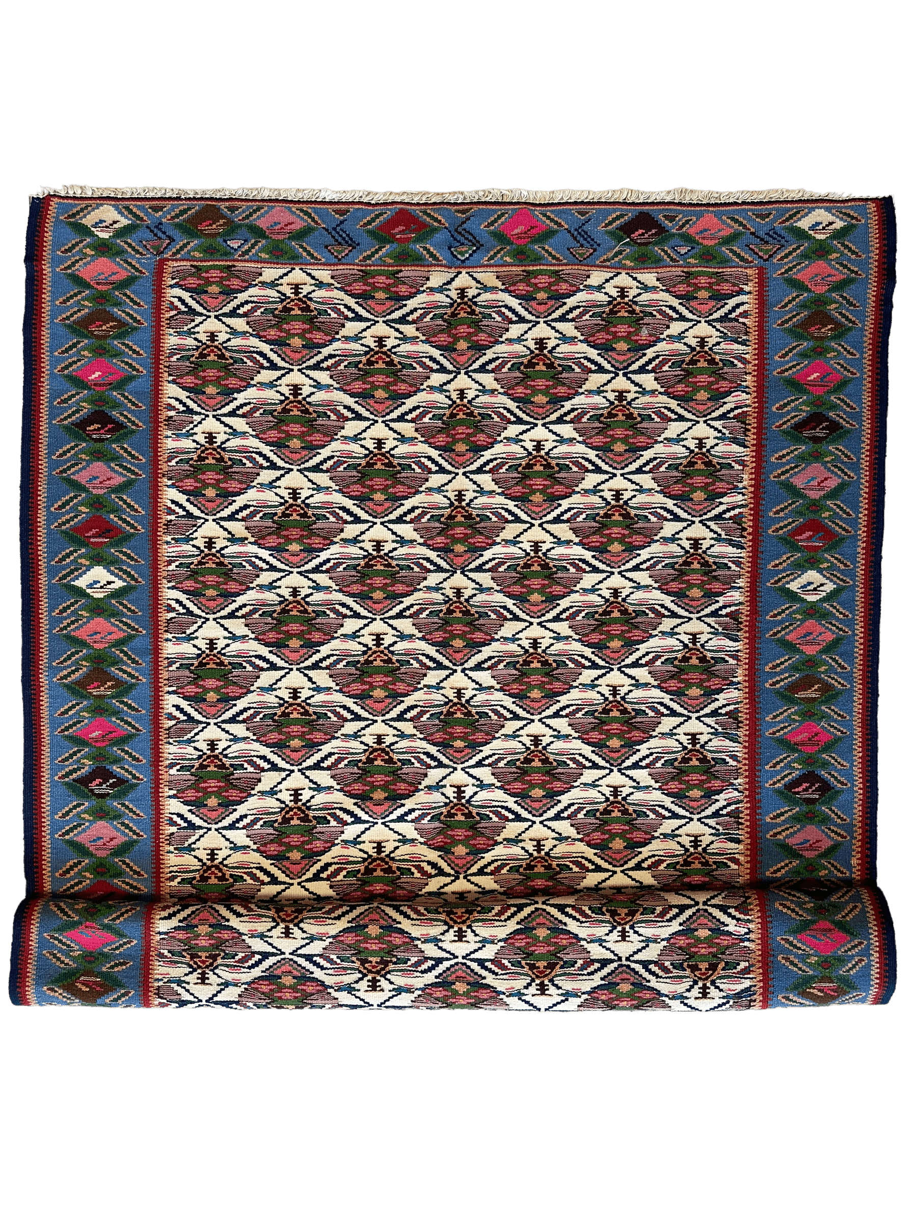Masterpiece Vintage Persian Senneh Kilim Runner Rug 4’ x 9’ by Rugistan - main product image for Resin Society