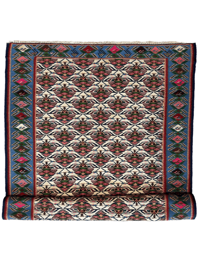 Masterpiece Vintage Persian Senneh Kilim Runner Rug 4’ x 9’ by Rugistan - main product image for Resin Society