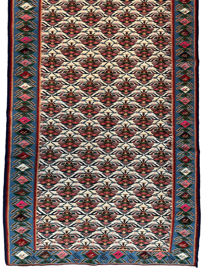 Masterpiece Vintage Persian Senneh Kilim Runner Rug 4’ x 9’ by Rugistan - product image 3 for Resin Society