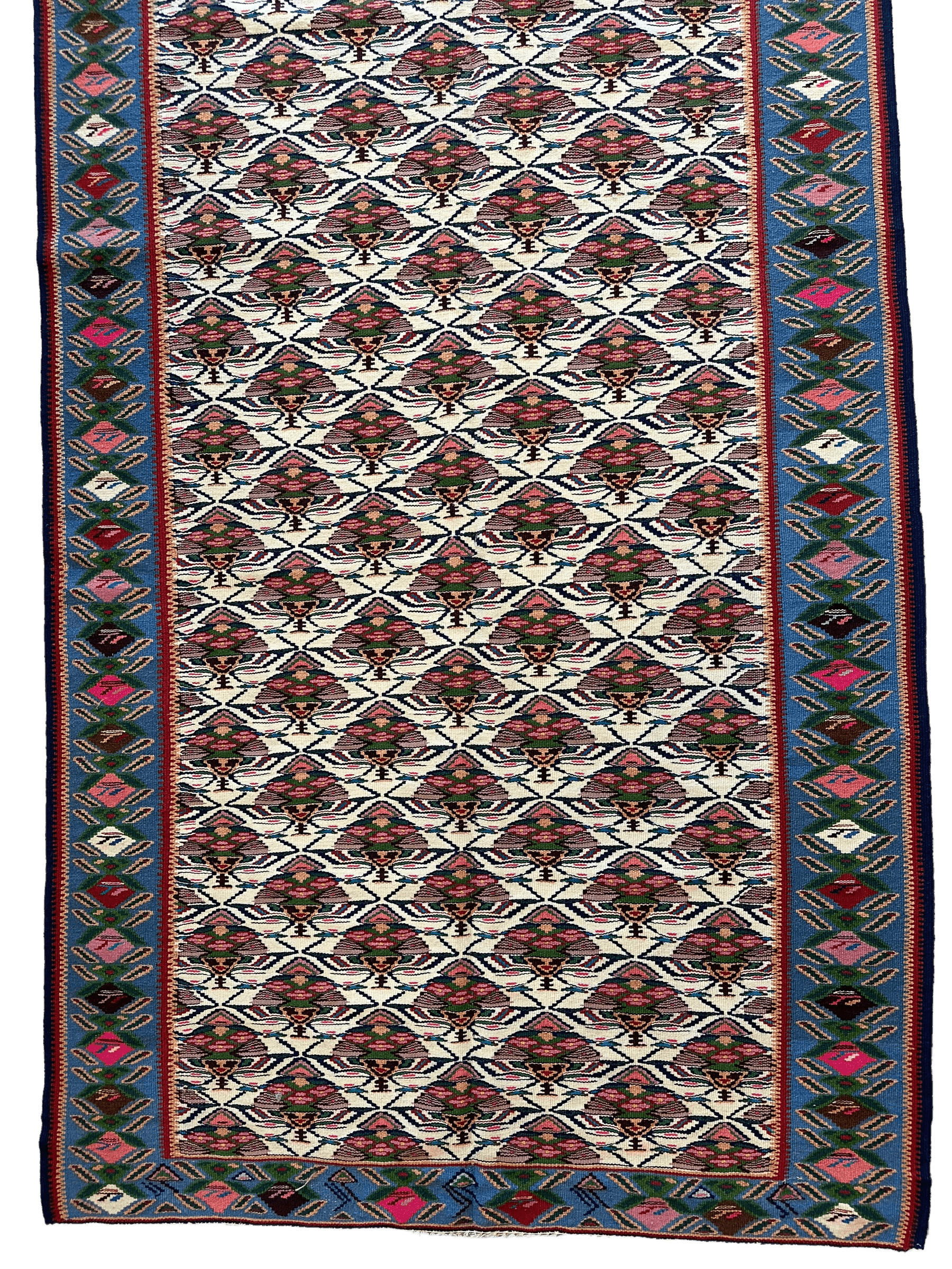 Masterpiece Vintage Persian Senneh Kilim Runner Rug 4’ x 9’ by Rugistan - product image 4 for Resin Society