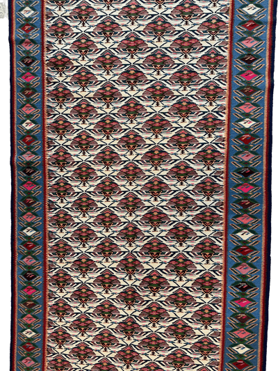 Masterpiece Vintage Persian Senneh Kilim Runner Rug 4’ x 9’ by Rugistan - product image 5 for Resin Society