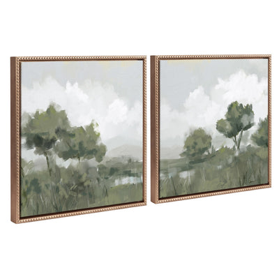 Sylvie Shades of Olive 1 and 2 Framed Canvas Art Set by Mary Sparrow