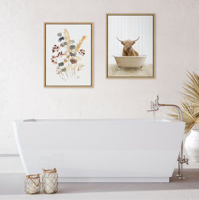 Sylvie Highland Cow Farmhouse Bath Framed Canvas by kateandlaurel - product image 11 for Resin Society