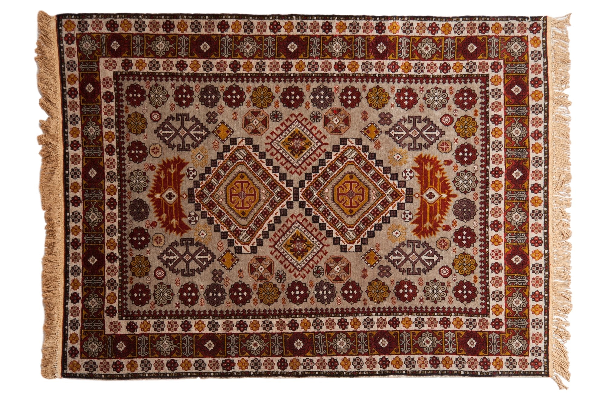 4x5.5 Vintage Romanian Shirvan Design Rug by Old New House® - main product image for Resin Society