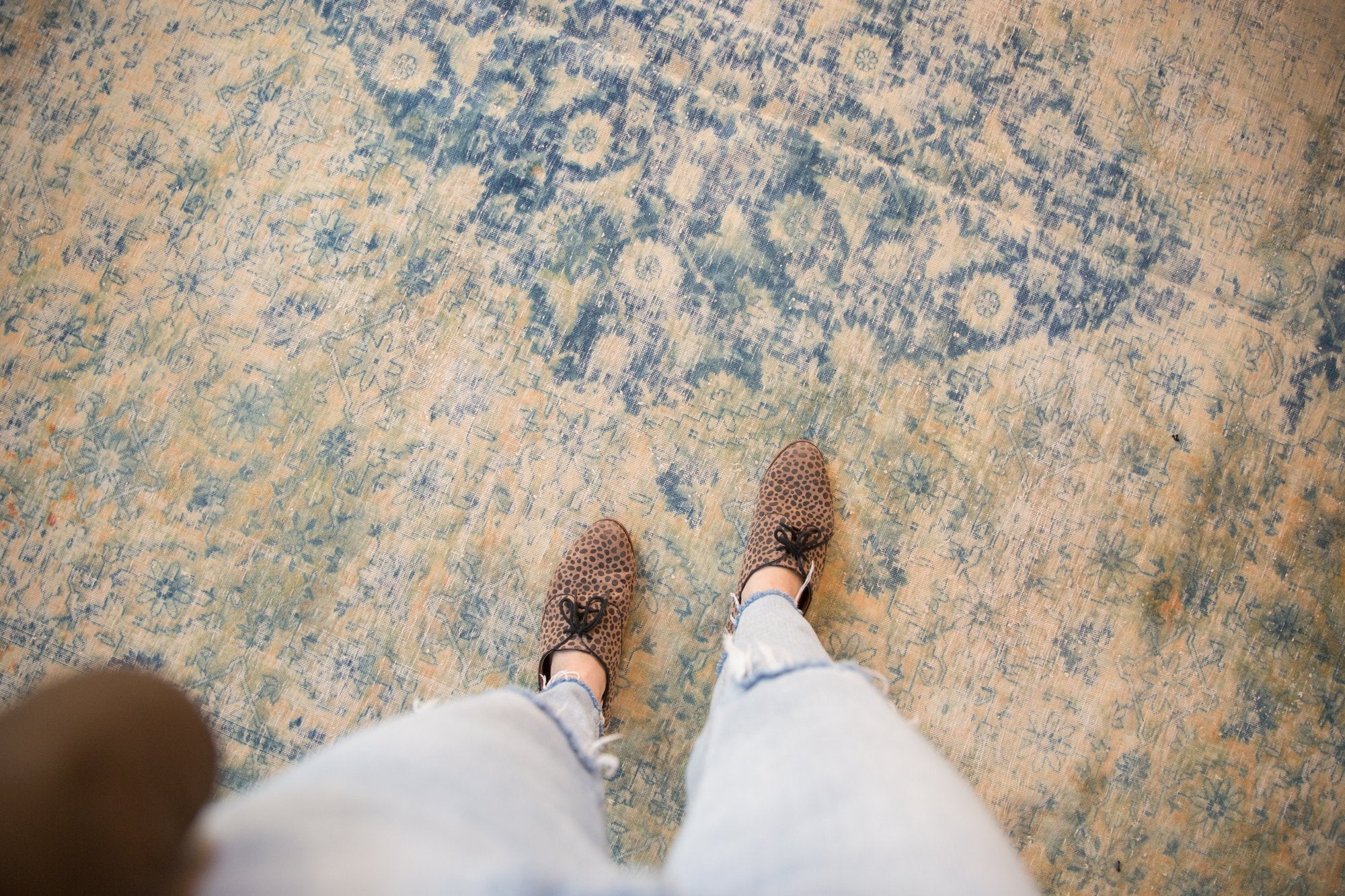 9x14.5 Vintage Distressed Bulgarian Herati Design Carpet by Old New House® - product image 2 for Resin Society