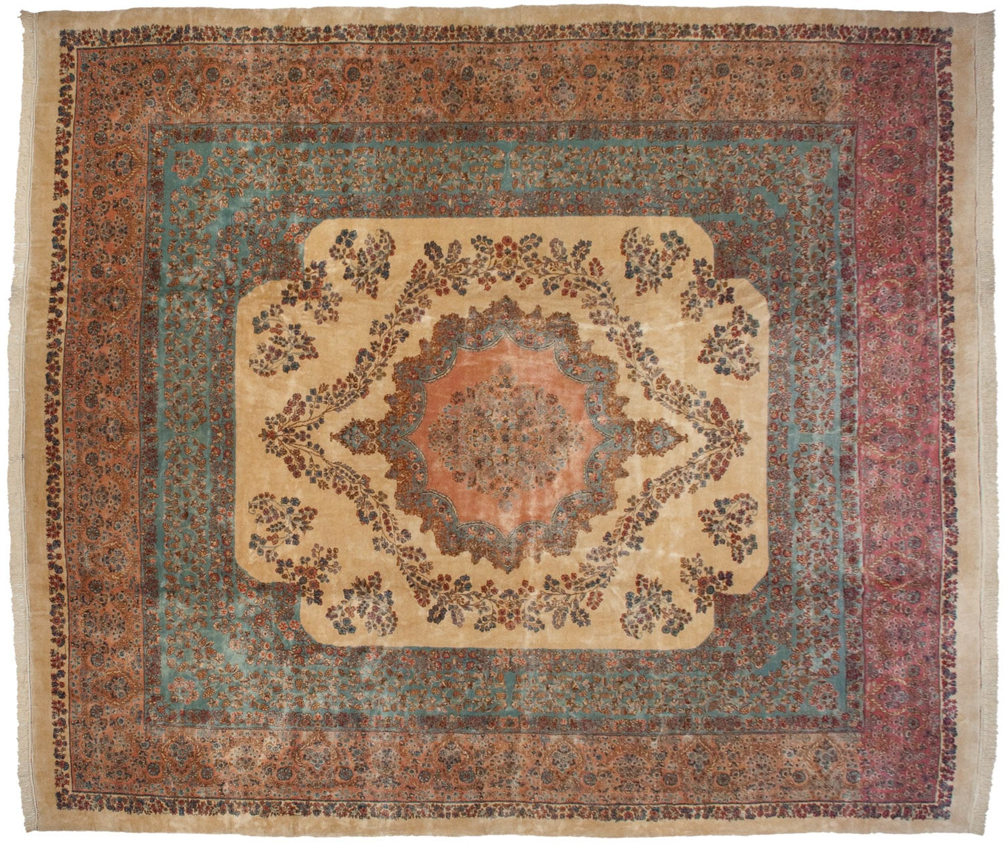 RESERVED 13.5x16 Vintage Fine Kerman Carpet